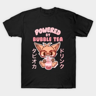 Cute Fox Powered by BUBBLE TEA pink T-Shirt